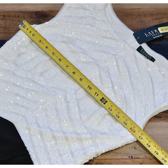 Lauren Ralph Lauren Knee Length Dress Sequin Black White Size 8 Retail $190 - Picture 4 of 8